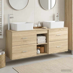 Bathroom Cabinet Set 3 pcs 136 x 35 x 80 cm Sonoma oak
