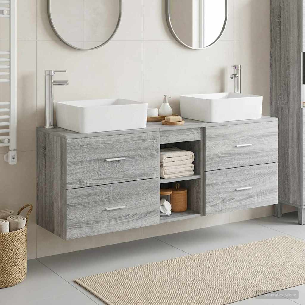 Bathroom Cabinet Set 3 pcs 136 x 35 x 80 cm Grey sonoma