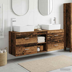 Bathroom Cabinet Set 3 pcs 136 x 35 x 80 cm Old wood