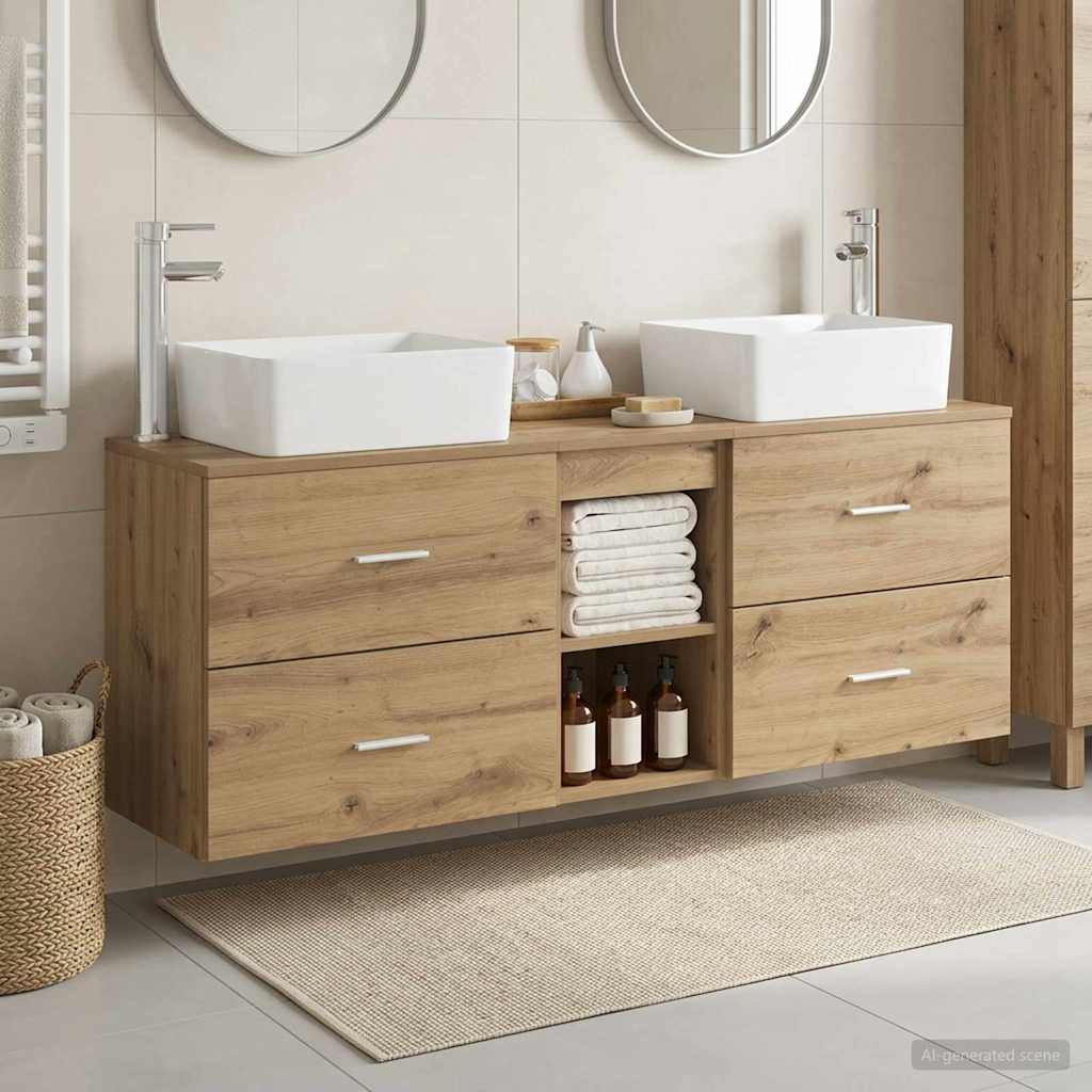 Bathroom Cabinet Set 3 pcs 136 x 35 x 80 cm Artisan oak