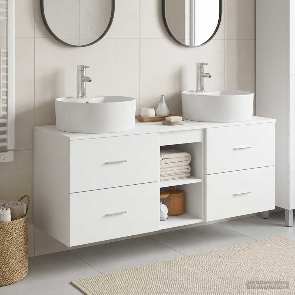 Bathroom Cabinet Set 3 pcs 129 x 44.5 x 82 cm White