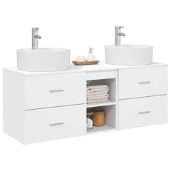 Bathroom Cabinet Set 3 pcs 129 x 44.5 x 82 cm White