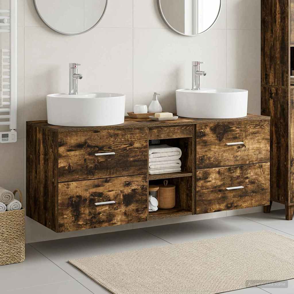 Bathroom Cabinet Set 3 pcs 129 x 44.5 x 82 cm Smoked oak