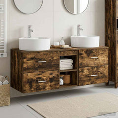 Bathroom Cabinet Set 3 pcs 129 x 44.5 x 82 cm Smoked oak