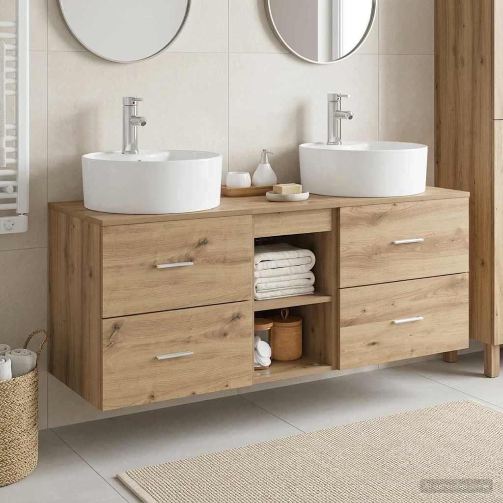 Bathroom Cabinet Set 3 pcs 129 x 44.5 x 82 cm Artisan oak