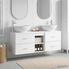 Bathroom Cabinet Set 3 pcs 129 x 44.5 x 80 cm White