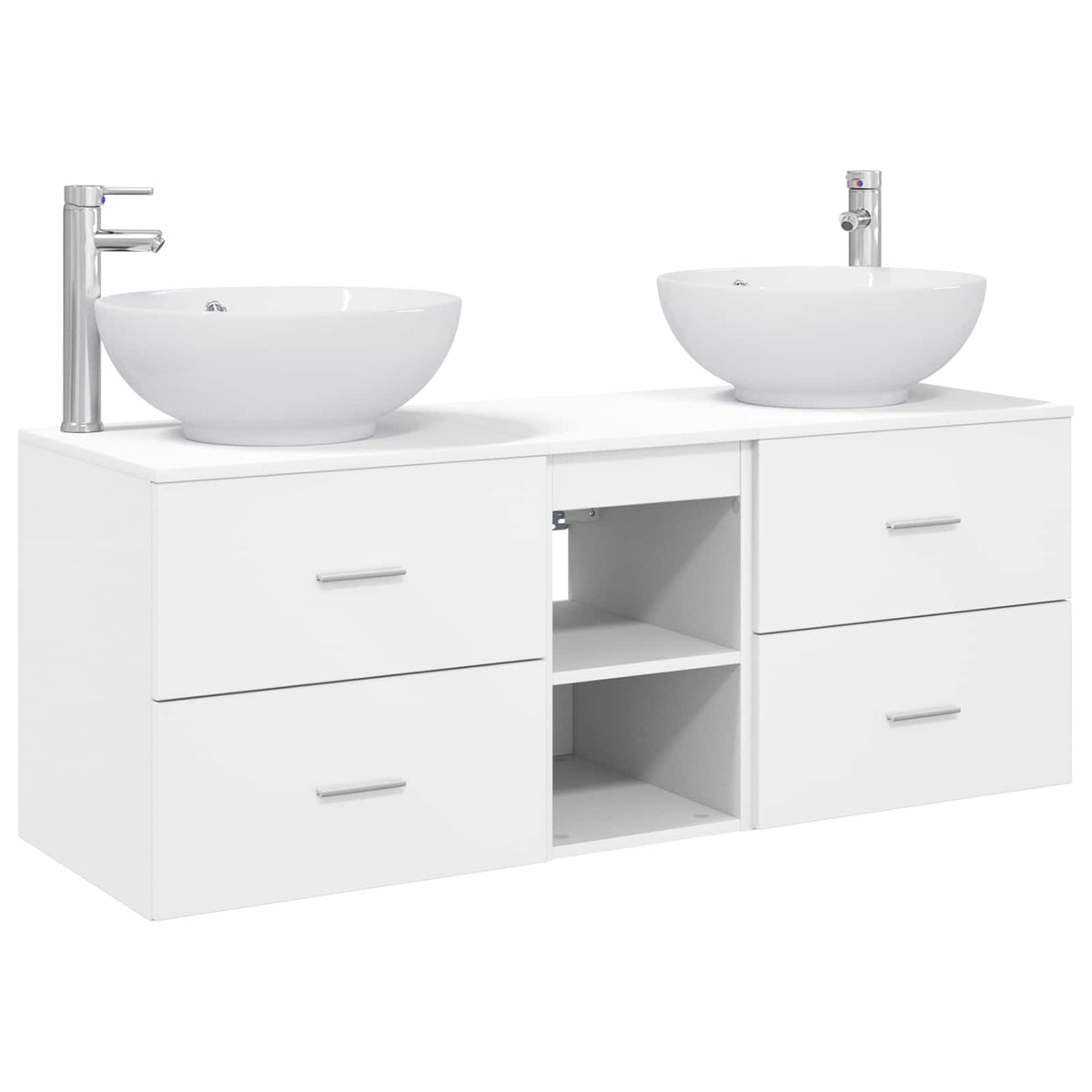 Bathroom Cabinet Set 3 pcs 129 x 44.5 x 80 cm White