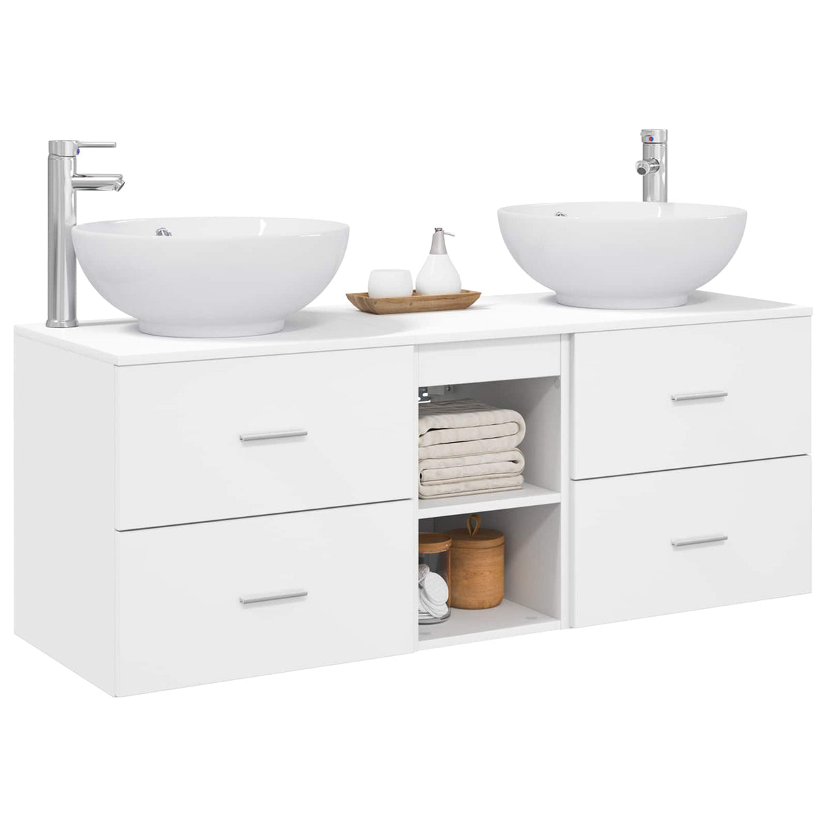 Bathroom Cabinet Set 3 pcs 129 x 44.5 x 80 cm White