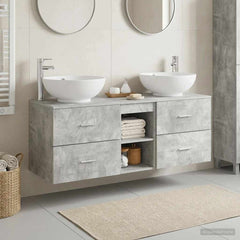 Bathroom Cabinet Set 3 pcs 129 x 44.5 x 80 cm Concrete grey