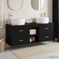 Wall-mounted Bathroom Cabinet Set 3 pcs Black