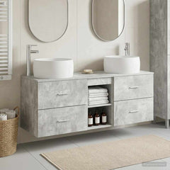 Wall-mounted Bathroom Cabinet Set 3 pcs Concrete grey