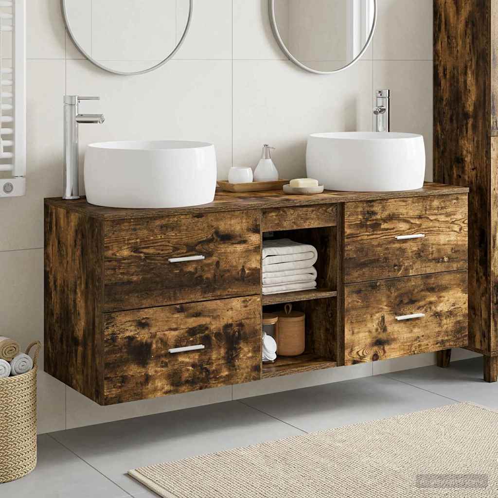 Wall-mounted Bathroom Cabinet Set 3 pcs Smoked oak