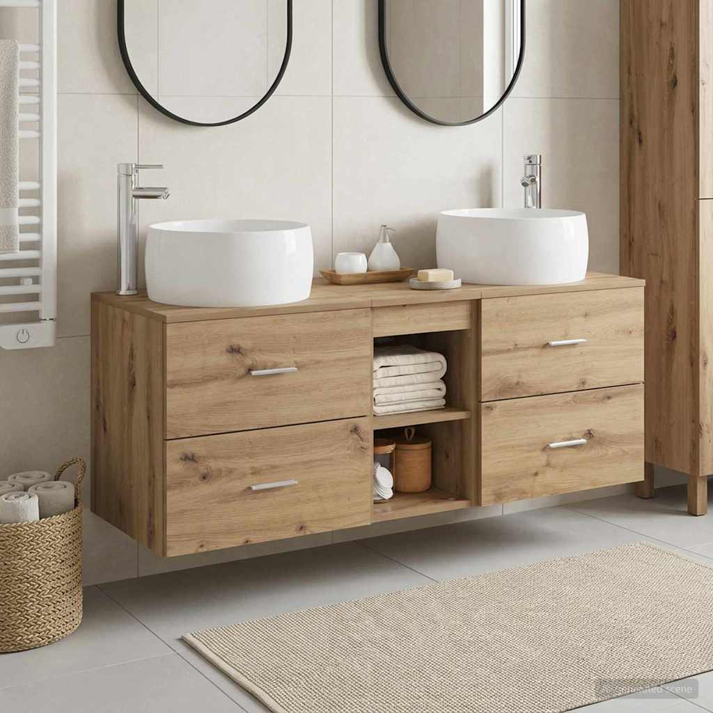 Wall-mounted Bathroom Cabinet Set 3 pcs Artisan oak