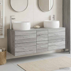 Bathroom Cabinet Set 3 pcs 129 x 44.5 x 80 cm Grey sonoma