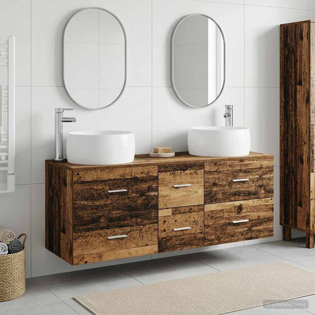Bathroom Cabinet Set 3 pcs 129 x 44.5 x 80 cm Old wood