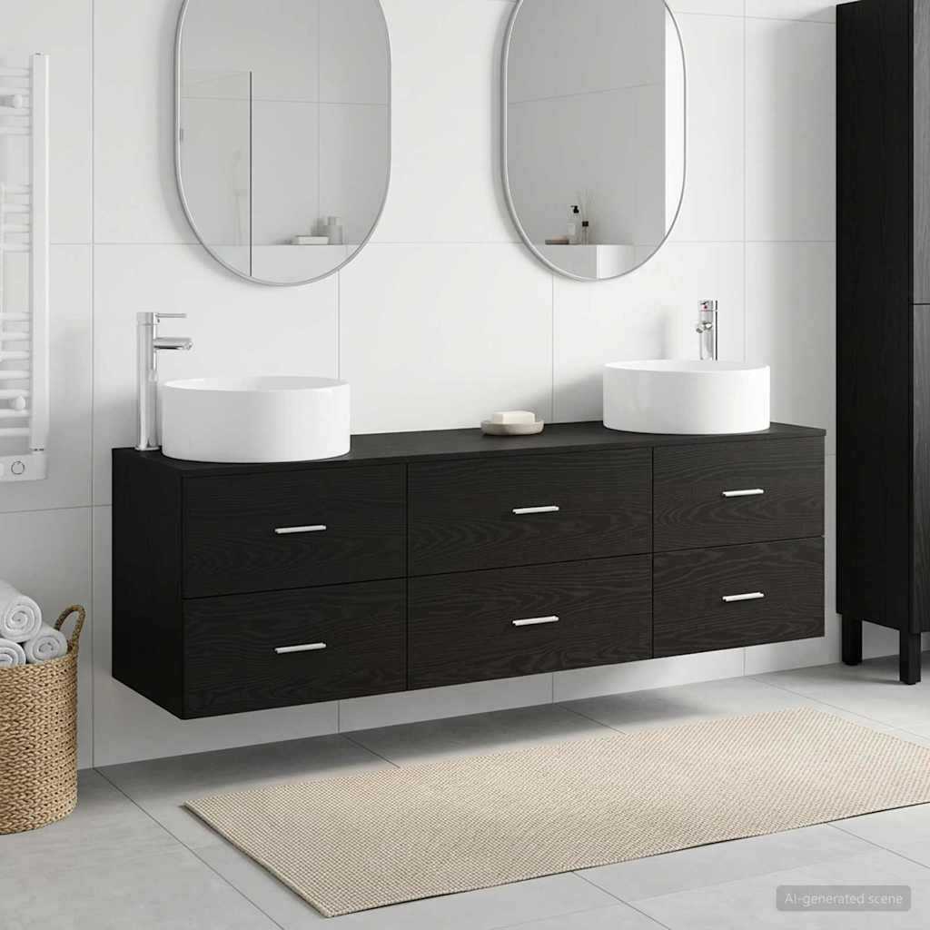Bathroom Cabinet Set 3 pcs 161.5 x 44.5 x 80 cm Black