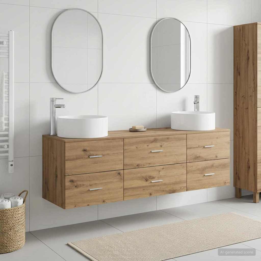Bathroom Cabinet Set 3 pcs 161.5 x 44.5 x 80 cm Artisan oak