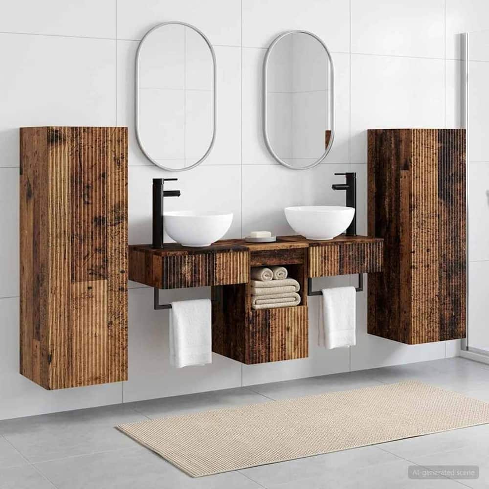 Bathroom Cabinet Set 5 pcs 33 x 34.5 x 100 cm Old wood