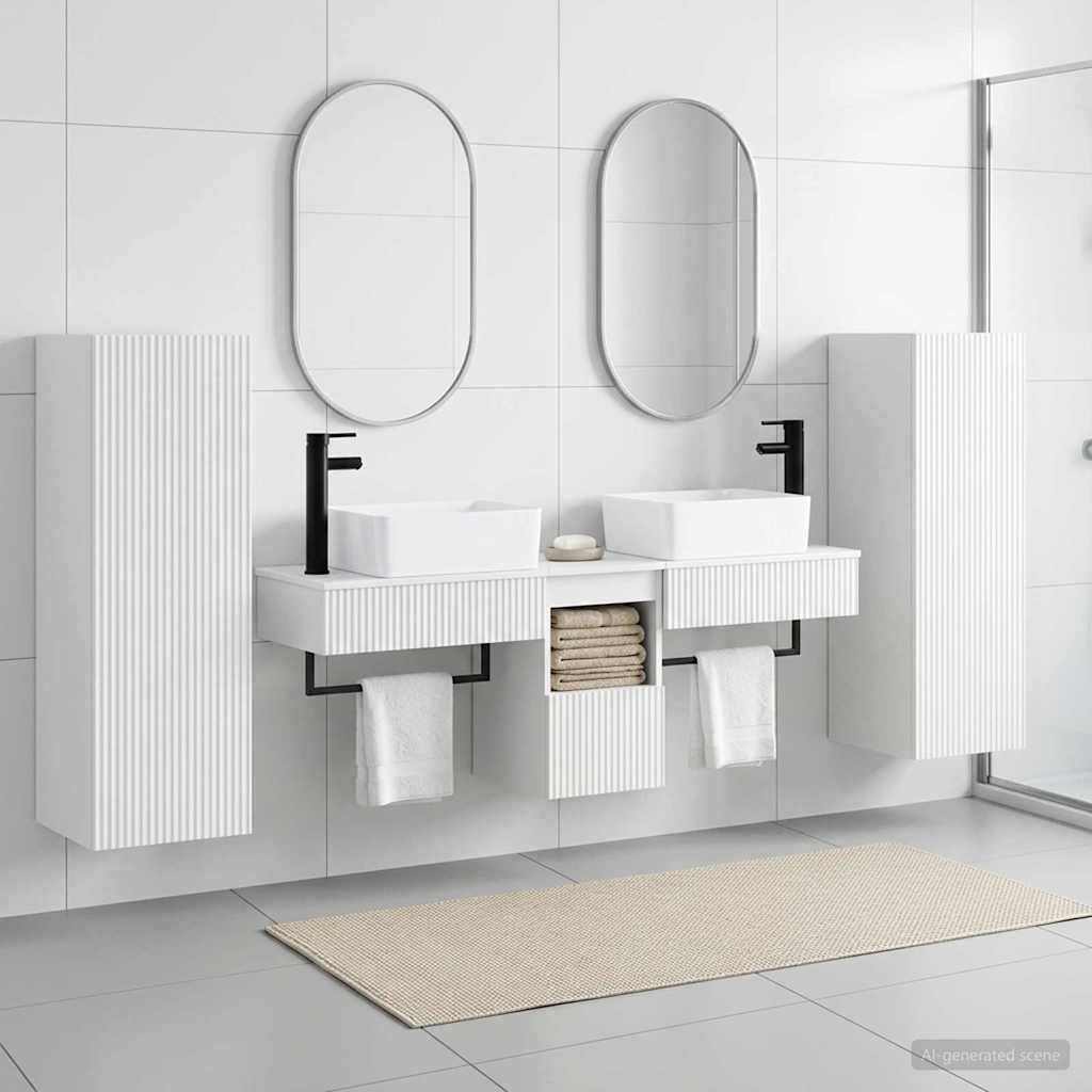 Bathroom Cabinet Set 5 pcs 136 x 35 x 80 cm High gloss white