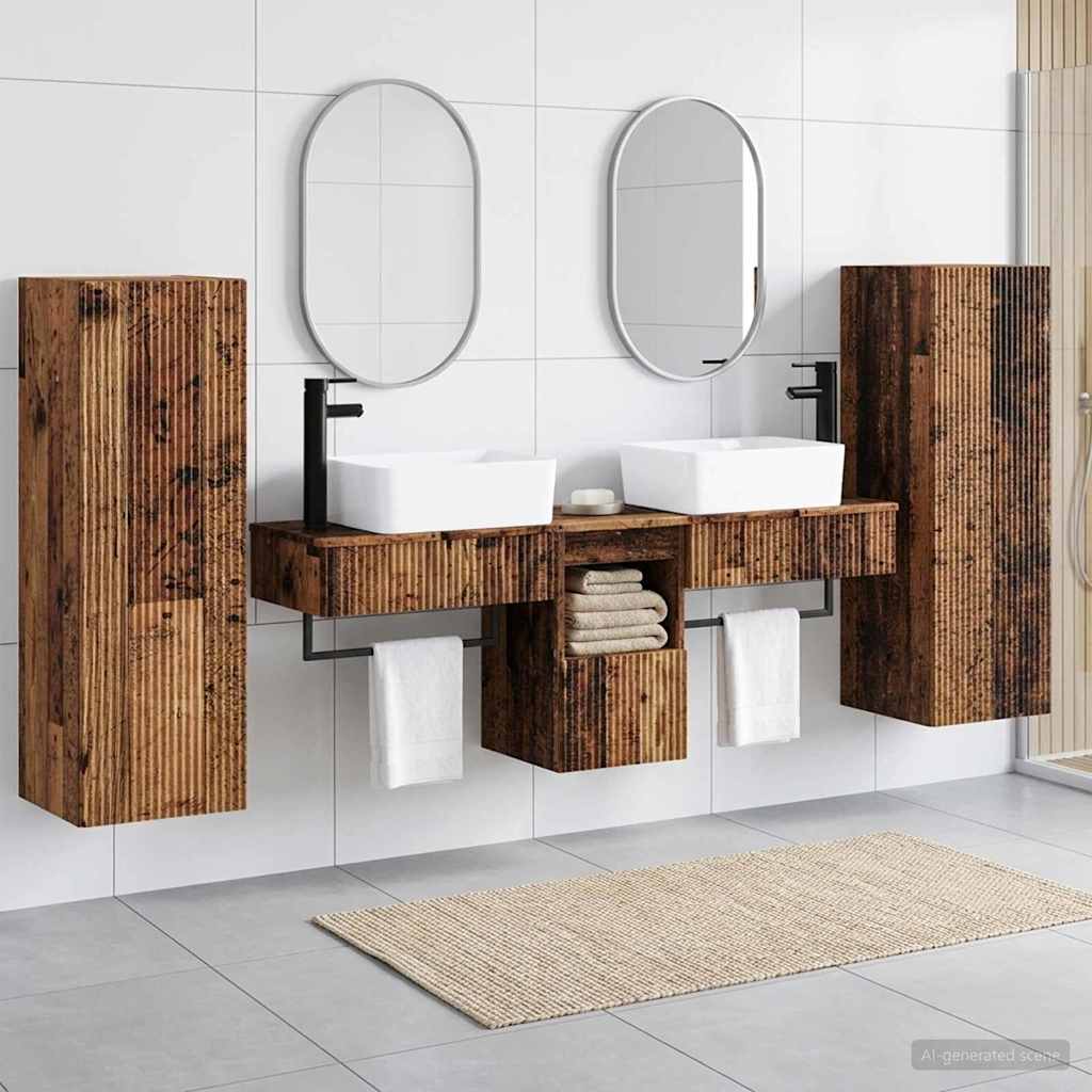 Bathroom Cabinet Set 5 pcs 136 x 35 x 80 cm Old wood