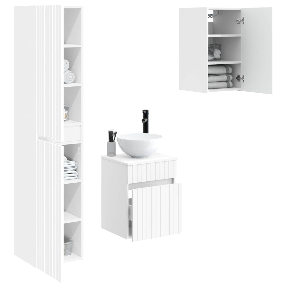 Bathroom Cabinet Set 3 pcs 33 x 34.5 x 160 cm White