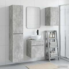 Bathroom Cabinet Set 3 pcs 33 x 34.5 x 160 cm Concrete grey