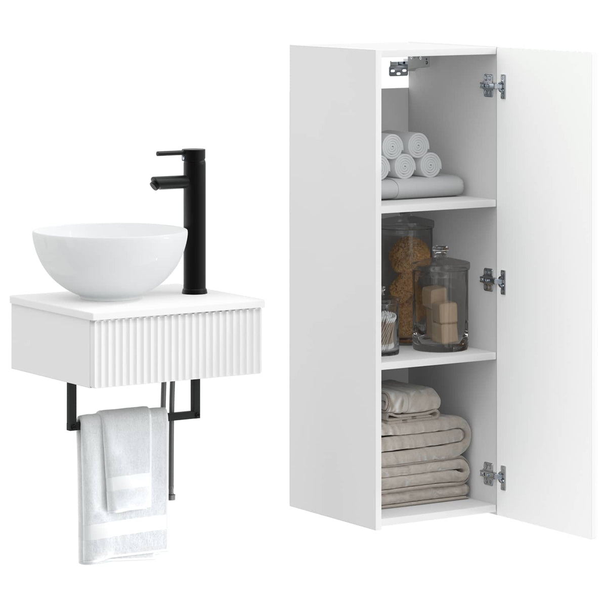 Bathroom Cabinet Set 2 pcs 33 x 34.5 x 100 cm White