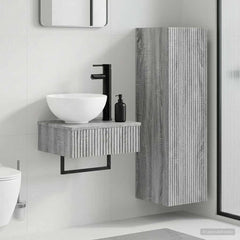 Bathroom Cabinet Set 2 pcs 33 x 34.5 x 100 cm Grey sonoma