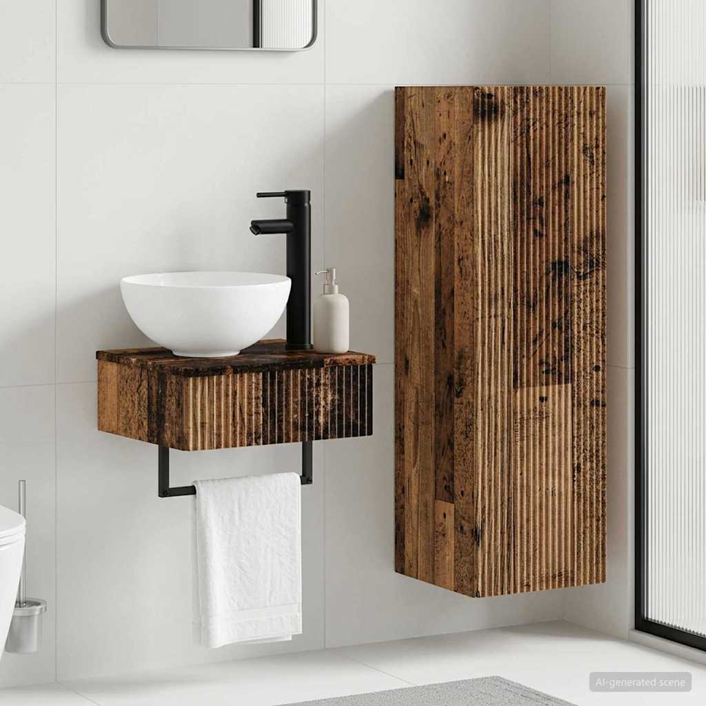 Bathroom Cabinet Set 2 pcs 33 x 34.5 x 100 cm Old wood