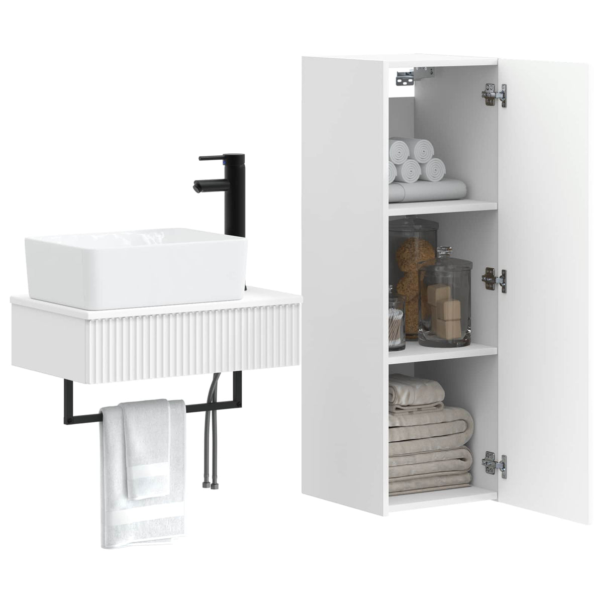 Bathroom Cabinet Set 2 pcs 33 x 34.5 x 100 cm White
