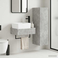 Bathroom Cabinet Set 2 pcs 33 x 34.5 x 100 cm Concrete grey