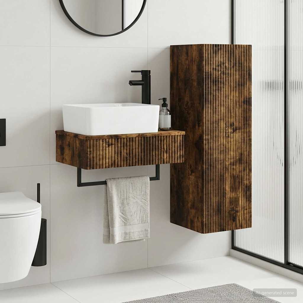 Bathroom Cabinet Set 2 pcs 33 x 34.5 x 100 cm Smoked oak
