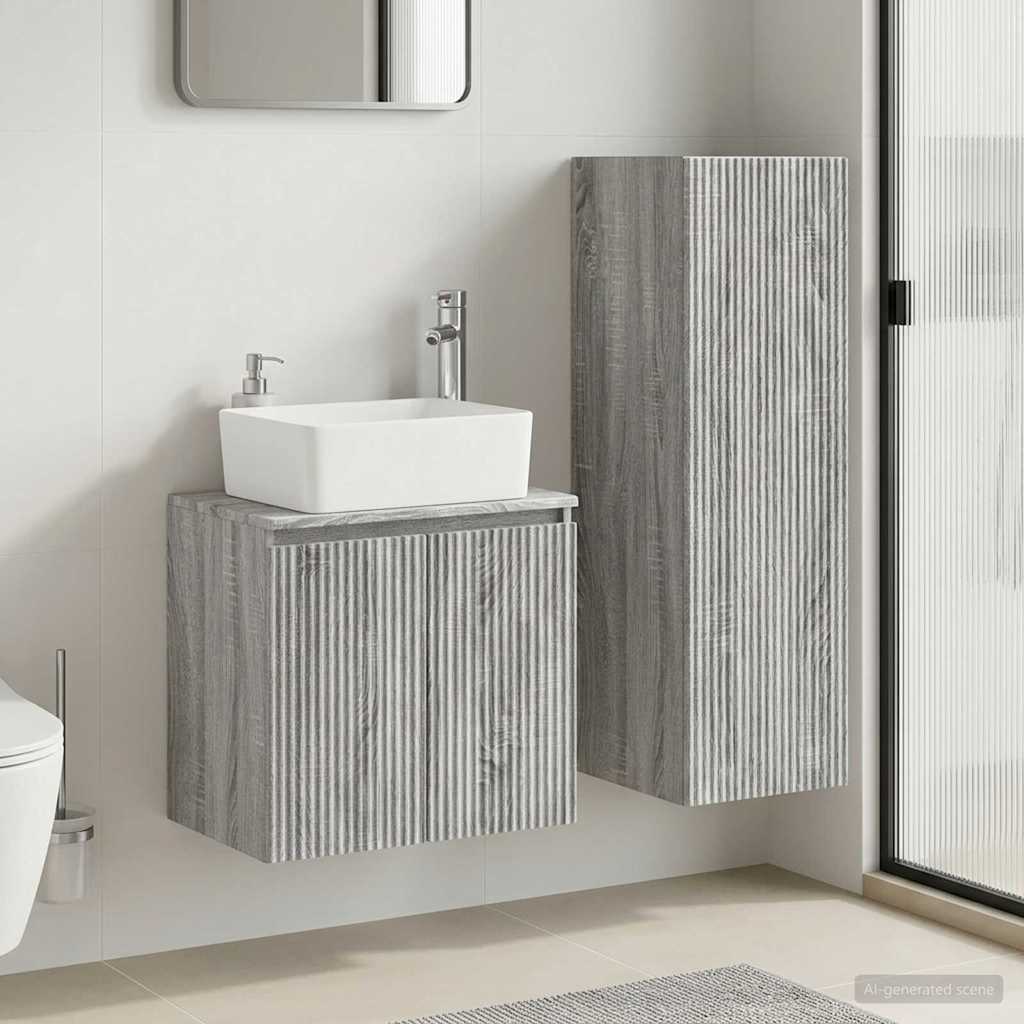 Bathroom Cabinet Set 2 pcs 33 x 34.5 x 100 cm Grey sonoma