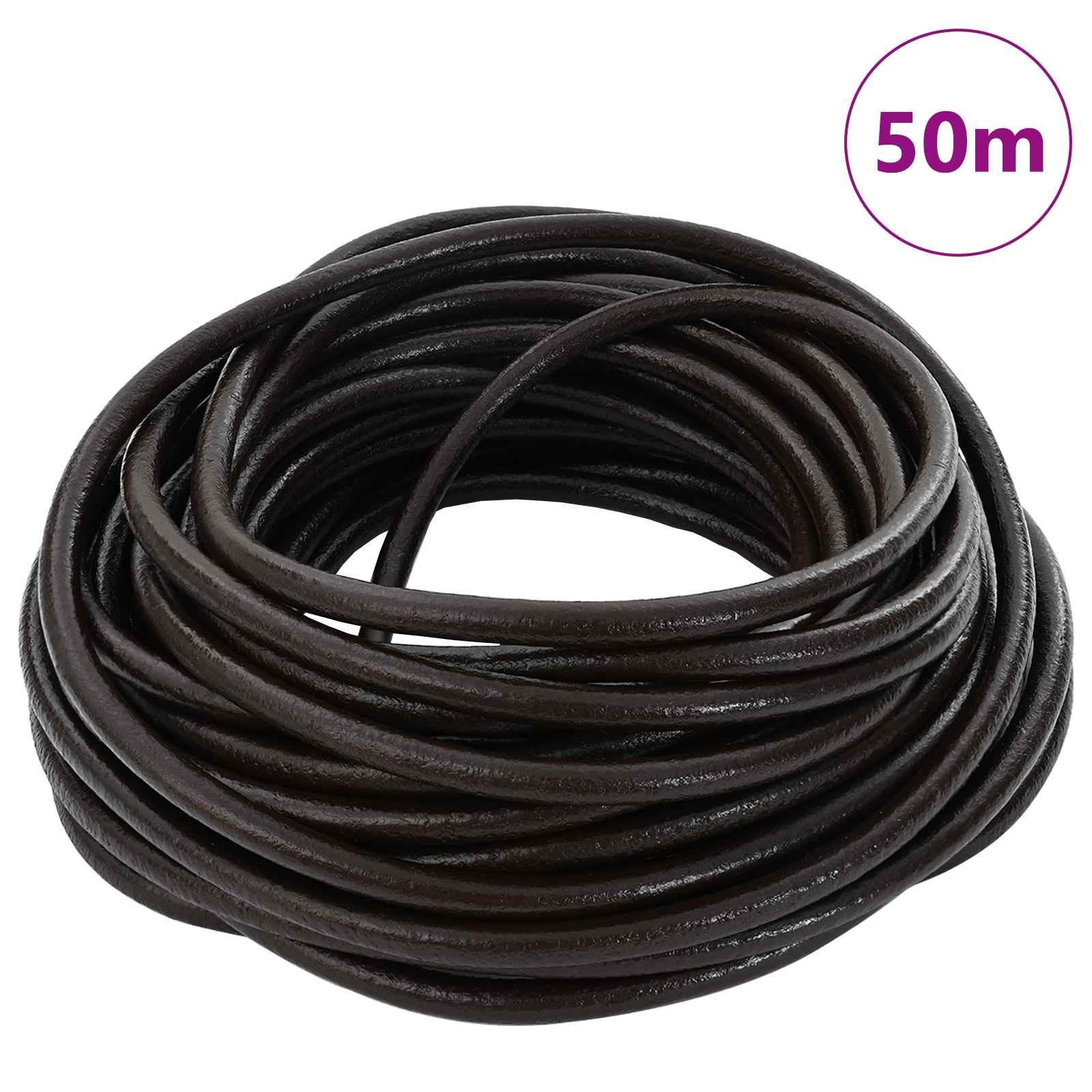 vidaXL Leather Cord 1 Dark Brown Ø4 mm x 50 m Leather 2