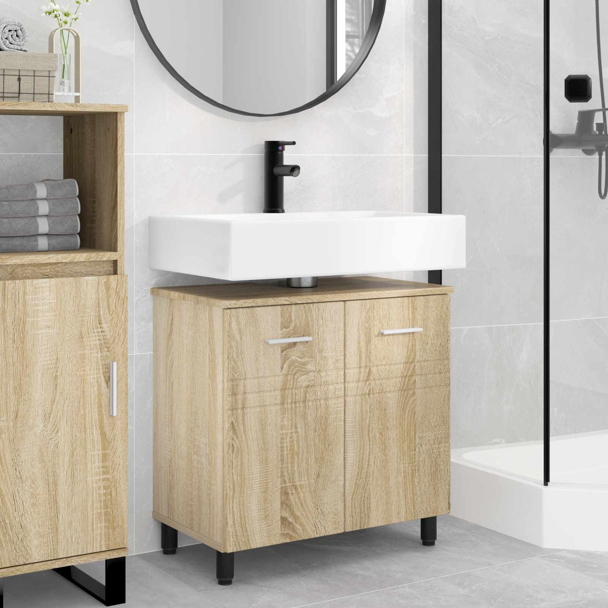 Bathroom Vanity Unit 60 x 35 x 60 cm Engineered Wood Sonoma oak