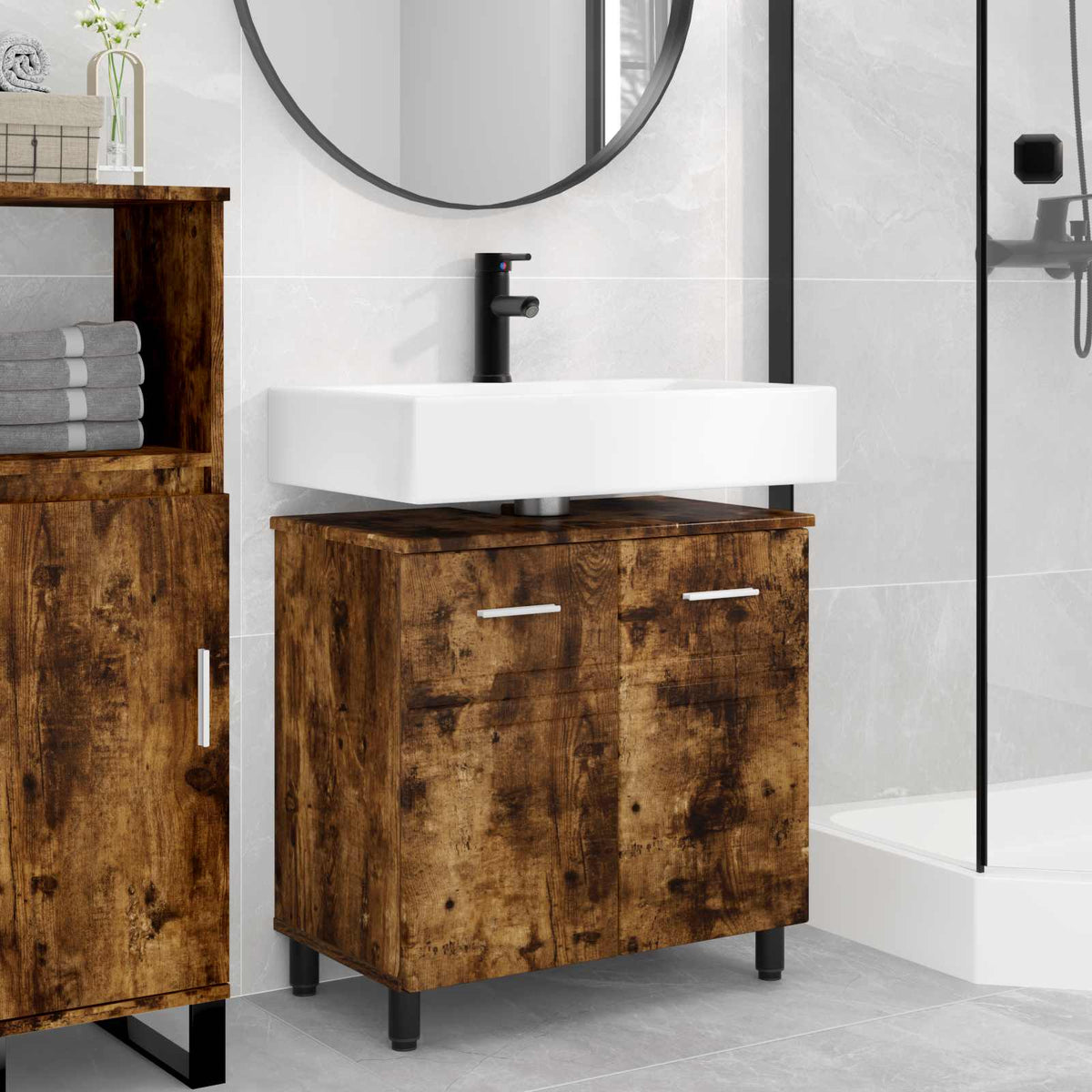 Bathroom Vanity Unit 60 x 35 x 60 cm Engineered Wood Smoked oak