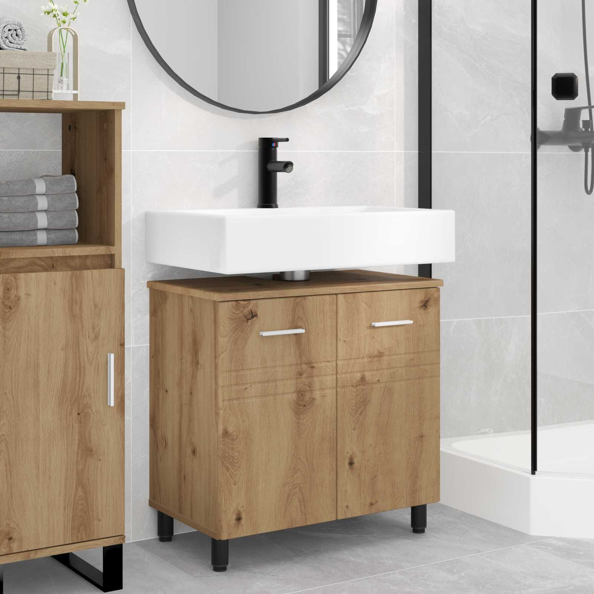 Bathroom Vanity Unit 60 x 35 x 60 cm Engineered Wood Artisan oak
