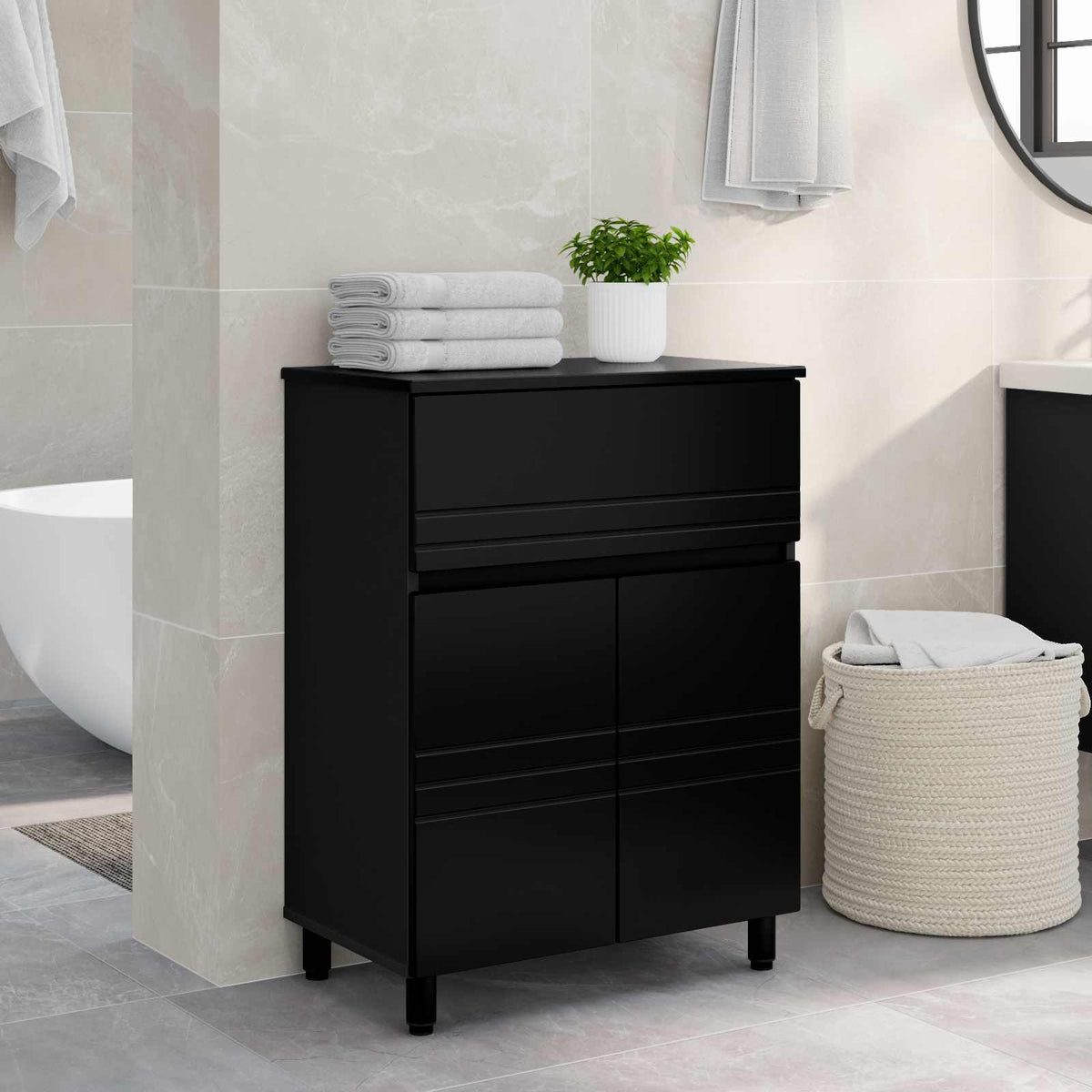 Bathroom Vanity Unit 60 x 35 x 80 cm Engineered Wood Black