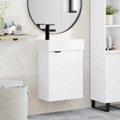 Bathroom Vanity Unit with Tap 45.5 x 22.5 x 84 cm White Left hand