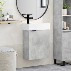 Bathroom Vanity Unit with Tap 45.5 x 22.5 x 84 cm Concrete grey Left hand