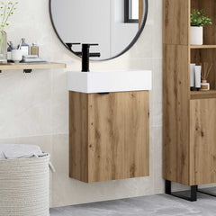 Bathroom Vanity Unit with Tap 45.5 x 22.5 x 84 cm Artisan oak Left hand