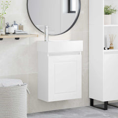 Bathroom Vanity Unit with Tap 45.5 x 22.5 x 84 cm White with left faucet