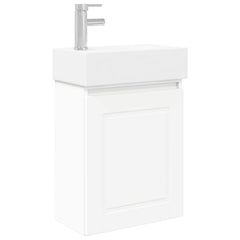 Bathroom Vanity Unit with Tap 45.5 x 22.5 x 84 cm White with left faucet
