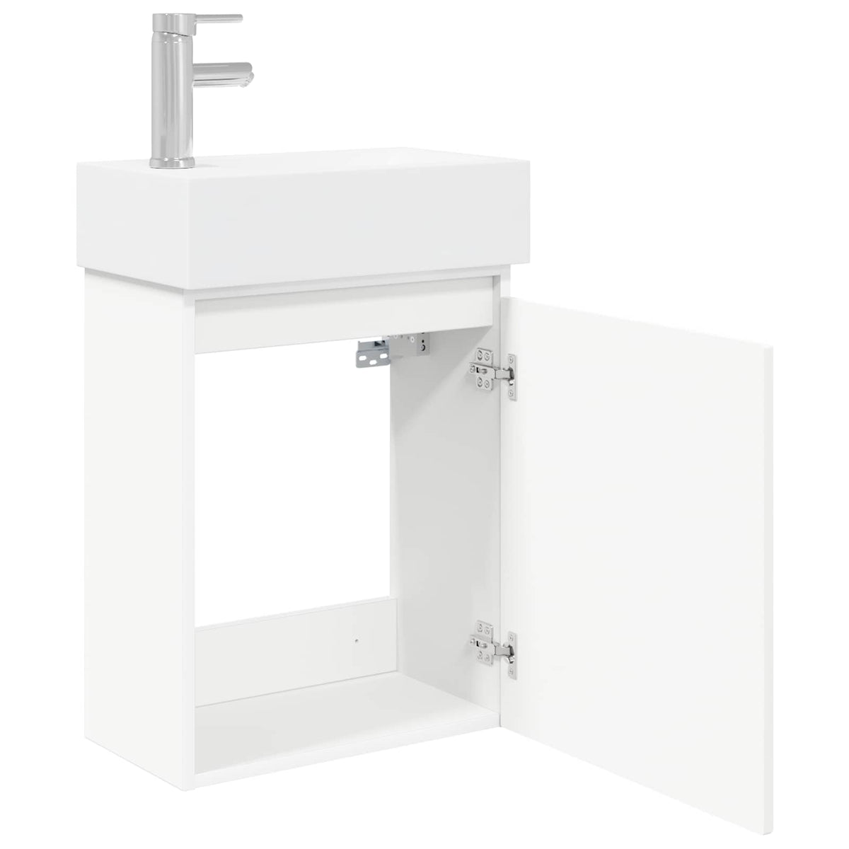 Bathroom Vanity Unit with Tap 45.5 x 22.5 x 84 cm White with left faucet