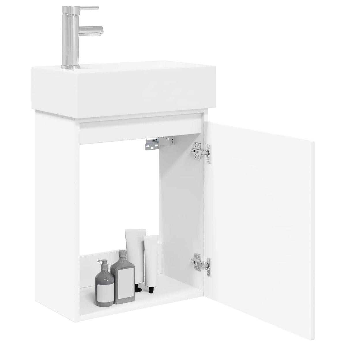 Bathroom Vanity Unit with Tap 45.5 x 22.5 x 84 cm White with left faucet