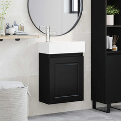 Bathroom Vanity Unit with Tap 45.5 x 22.5 x 84 cm Black with left faucet
