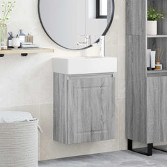 Bathroom Vanity Unit with Tap 45.5 x 22.5 x 84 cm Grey sonoma with right faucet