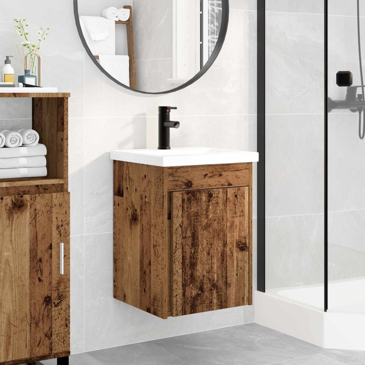 Bathroom Vanity Unit with Tap 42 x 40 x 74.5 cm Old wood