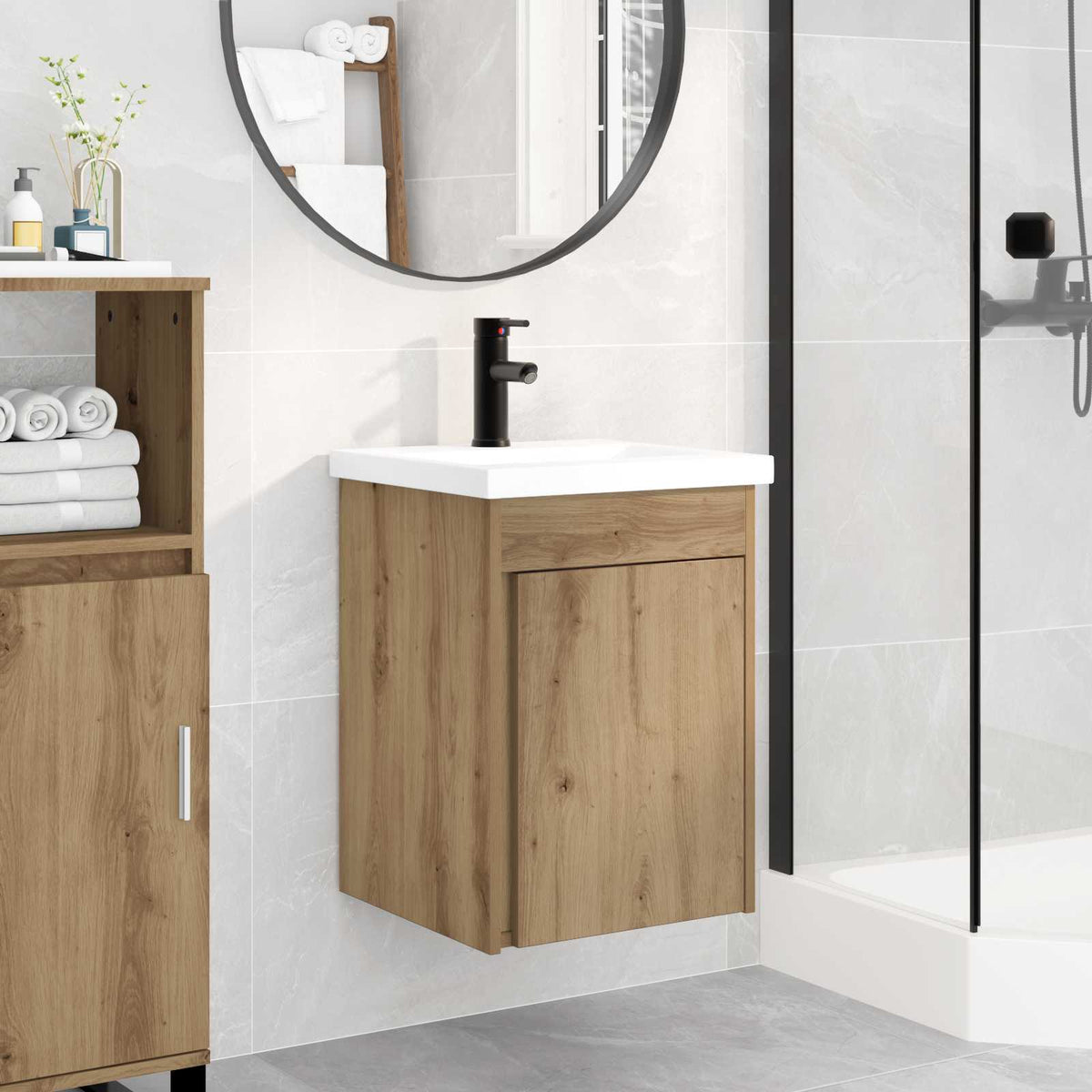 Bathroom Vanity Unit with Tap 42 x 40 x 74.5 cm Artisan oak