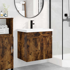 Bathroom Vanity Unit with Tap 61 x 40 x 74.5 cm Smoked oak